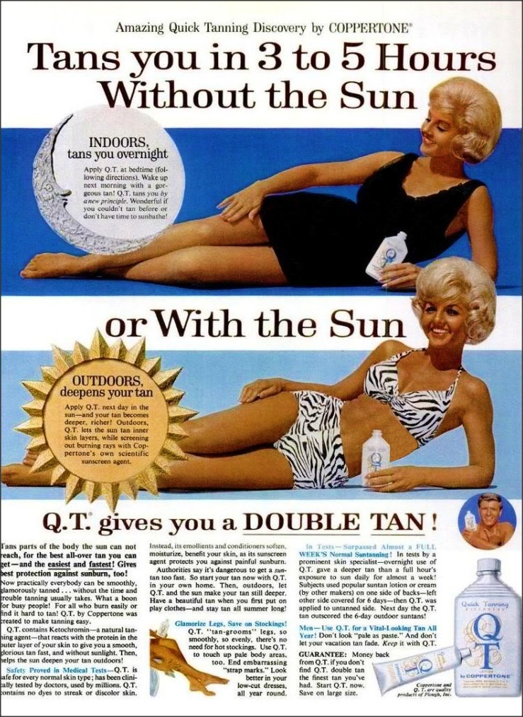 Vintage-style tanning lotion bottle